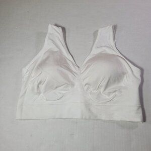TrueKind White Everyday Throw-On Wireless Bralette #91404 Size L